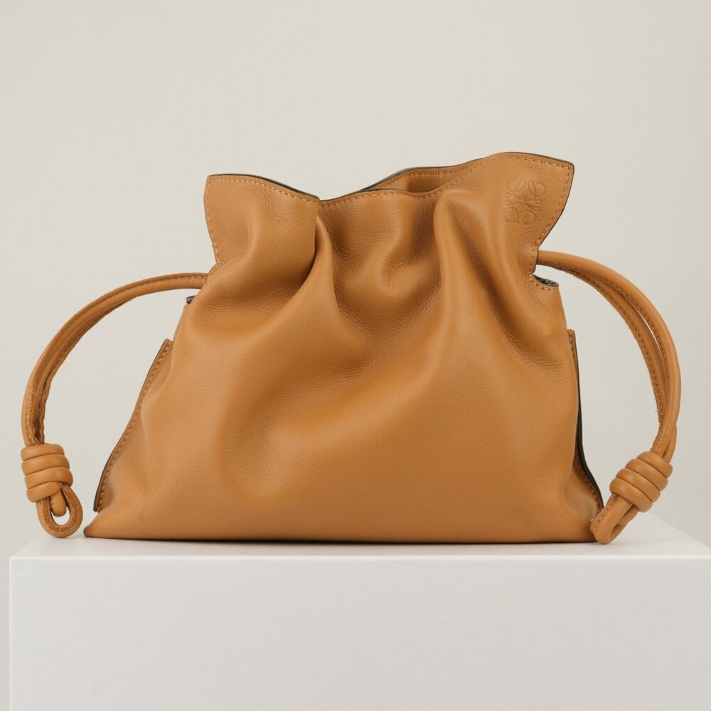 Loewe Mini Flamenco Drawstring Crossbody Clutch, Warm Desert